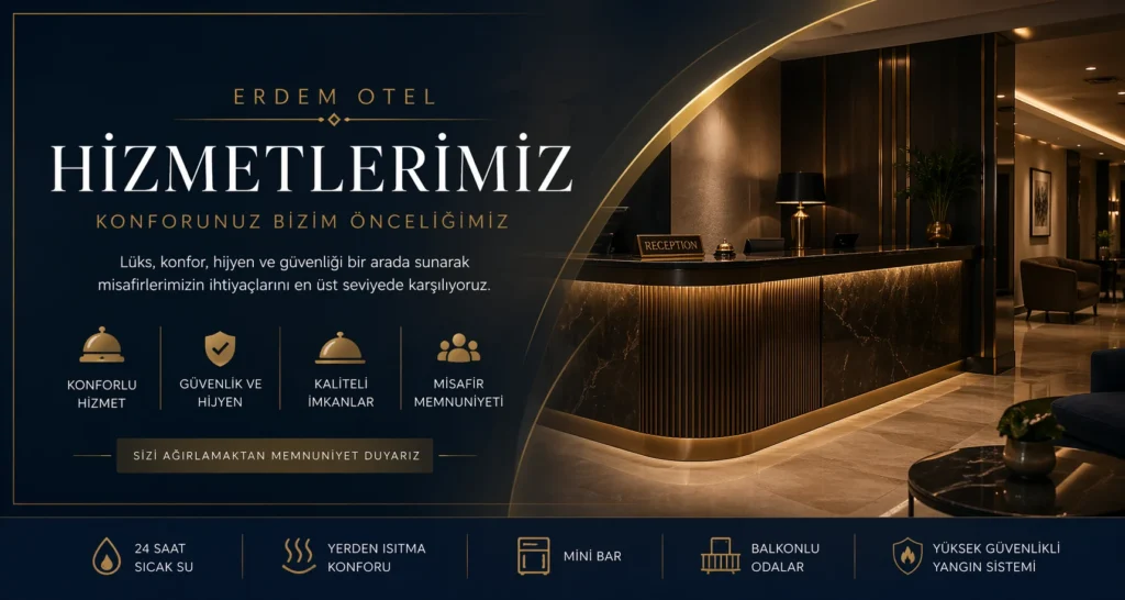 Erdem Otel hizmetlerimiz banner lüks otel hizmetleri tanıtım görseli